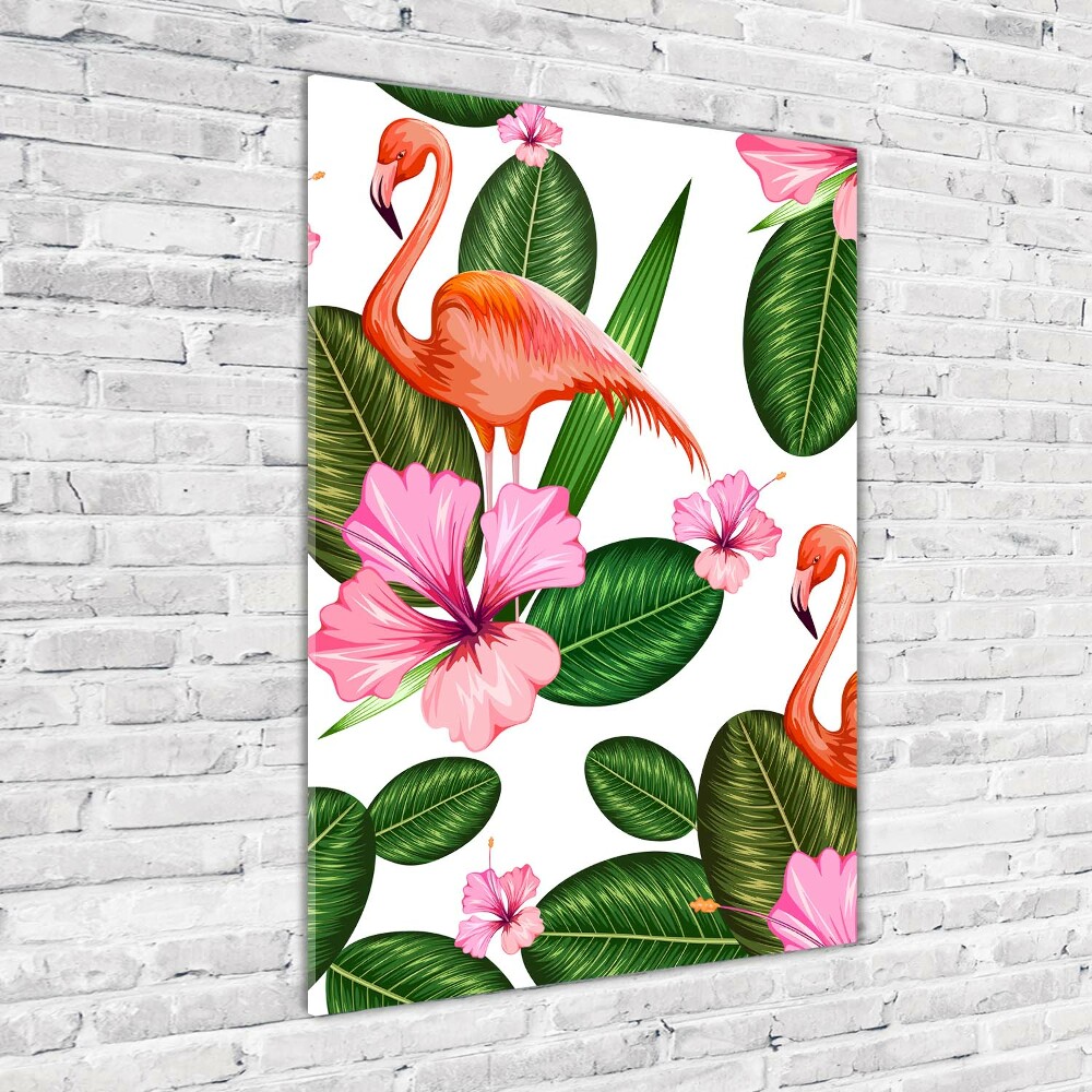 Wall art acrylic Flamingos and flowers