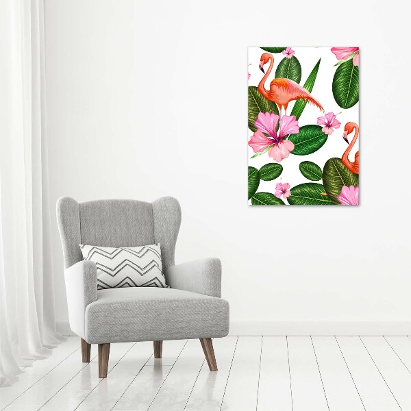 Wall art acrylic Flamingos and flowers