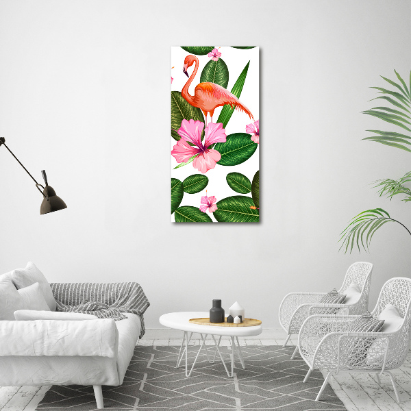 Wall art acrylic Flamingos and flowers