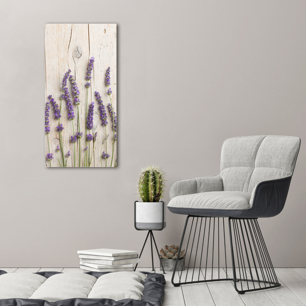 Acrylic glass print Lavender on wood