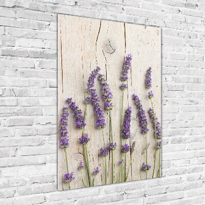 Acrylic glass print Lavender on wood