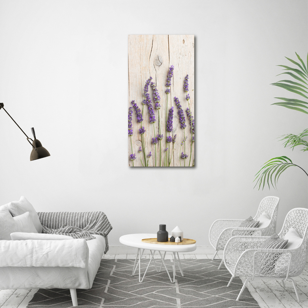 Acrylic glass print Lavender on wood