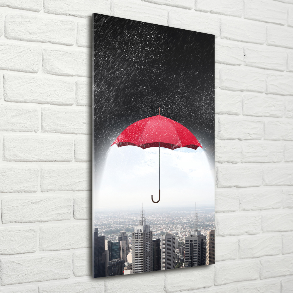 Wall art acrylic Umbrella above the city