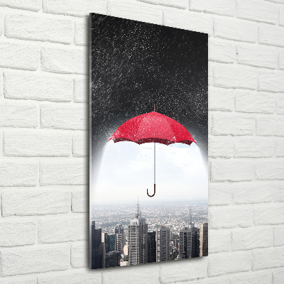 Wall art acrylic Umbrella above the city