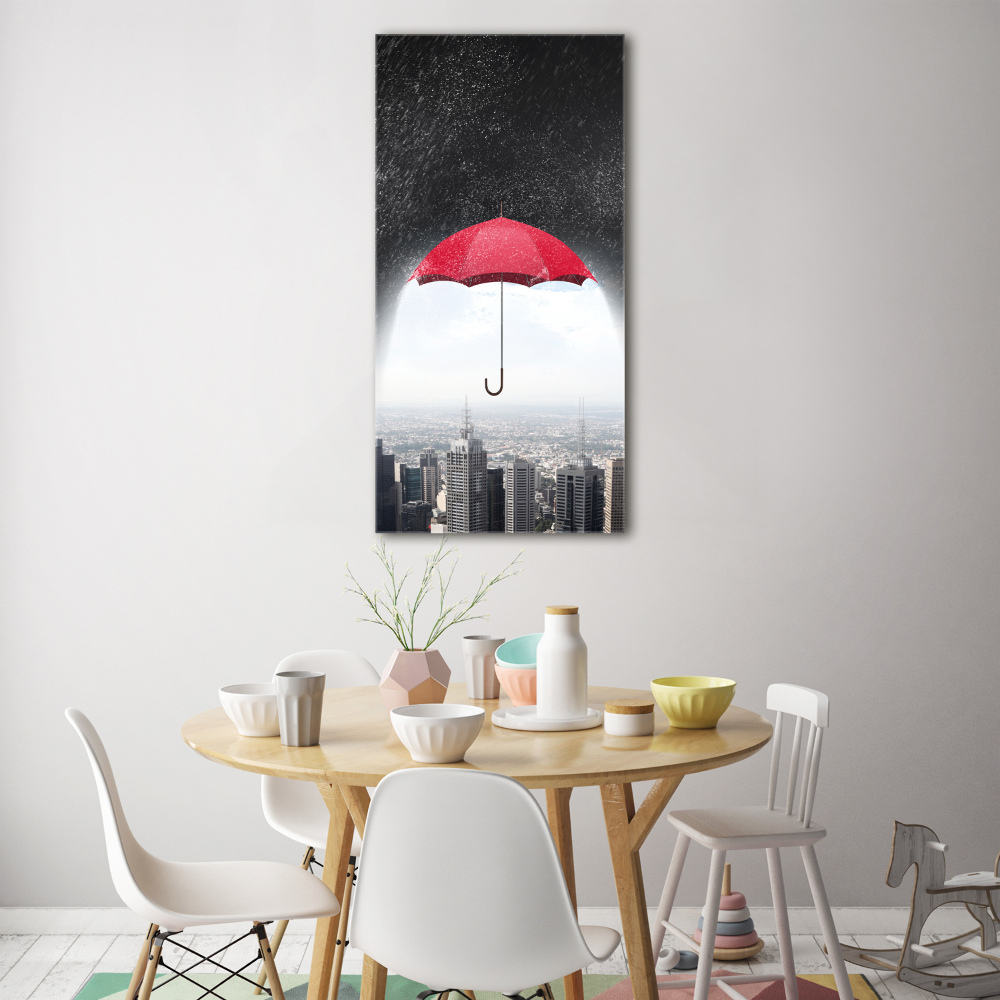 Wall art acrylic Umbrella above the city