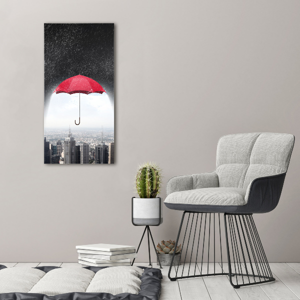 Wall art acrylic Umbrella above the city