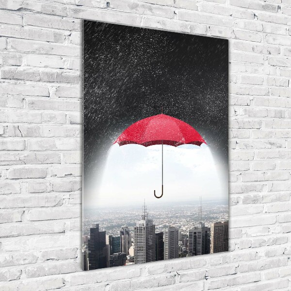 Wall art acrylic Umbrella above the city