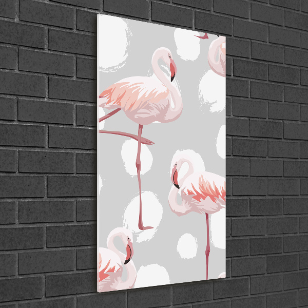 Print on acrylic Flamingos and dots