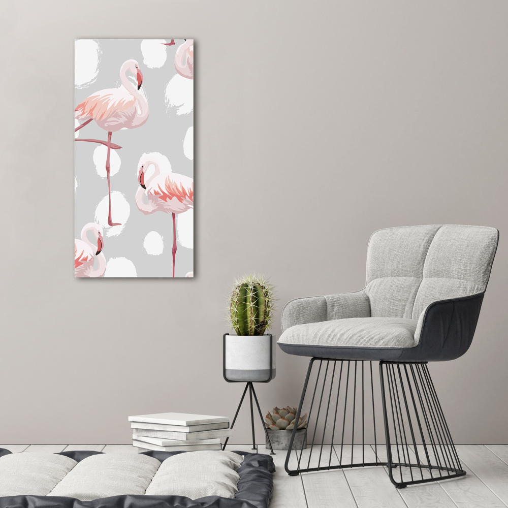 Print on acrylic Flamingos and dots