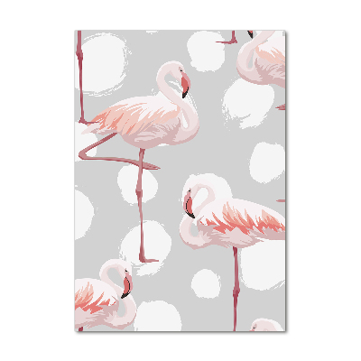 Print on acrylic Flamingos and dots