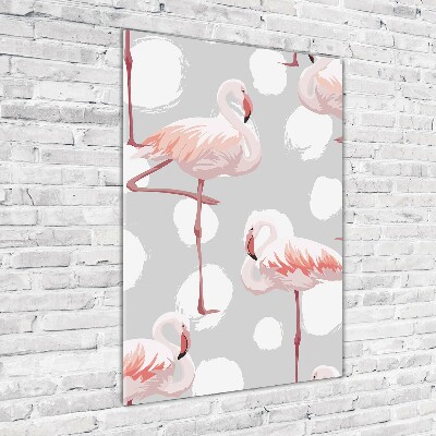 Print on acrylic Flamingos and dots