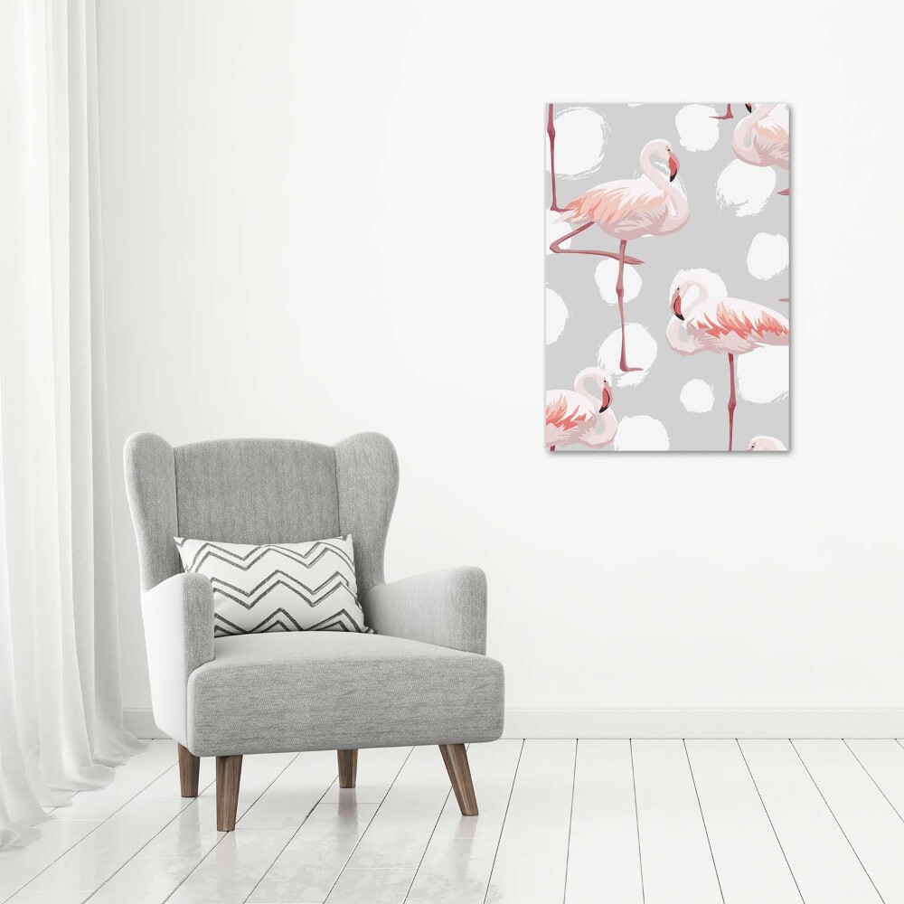 Print on acrylic Flamingos and dots