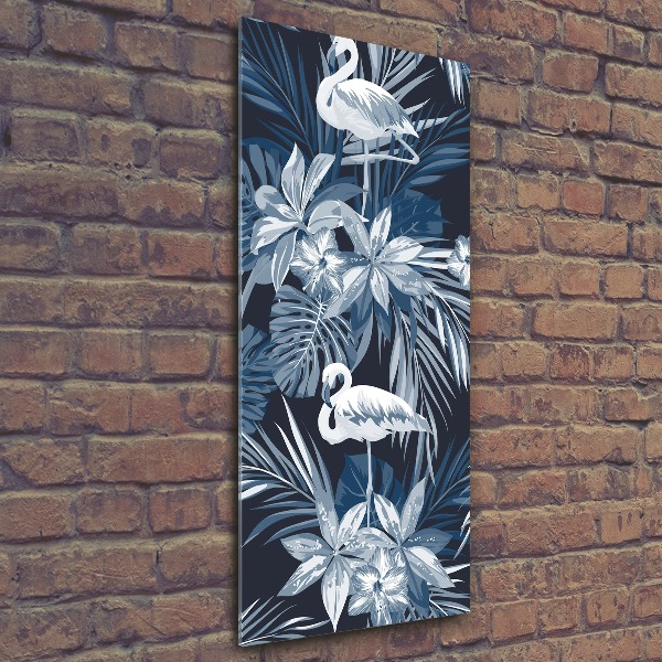 Print on acrylic Flowers and flamingos