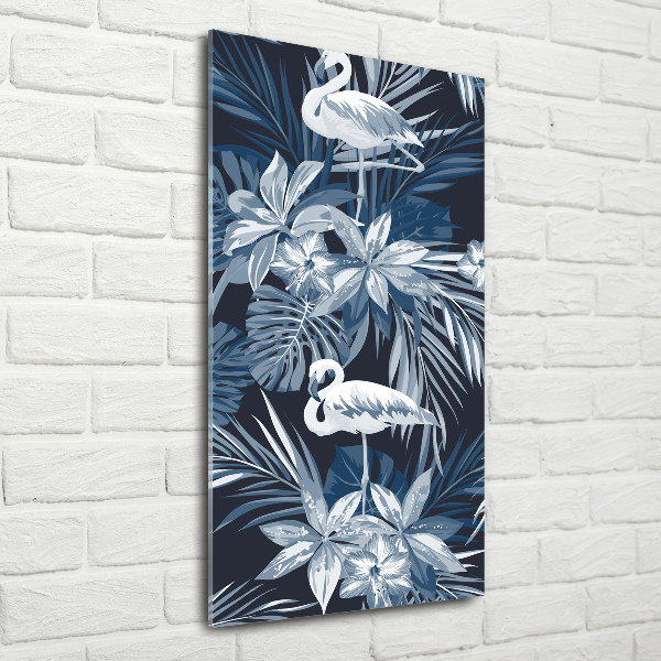 Print on acrylic Flowers and flamingos