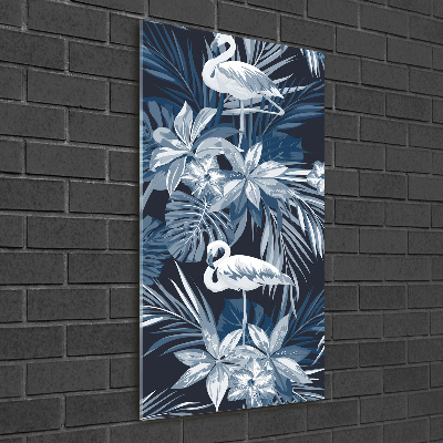 Print on acrylic Flowers and flamingos