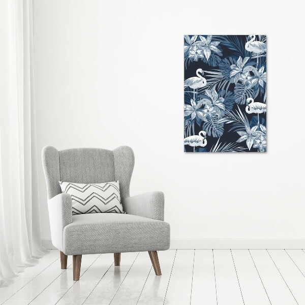 Print on acrylic Flowers and flamingos