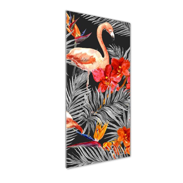 Print on acrylic Flamingos and flowers