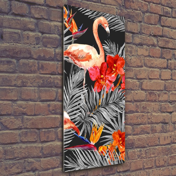 Print on acrylic Flamingos and flowers