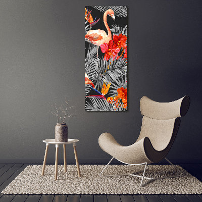 Print on acrylic Flamingos and flowers