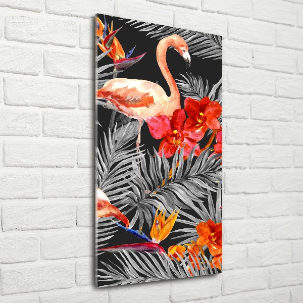 Print on acrylic Flamingos and flowers