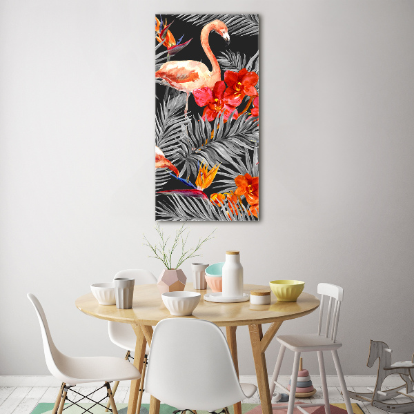 Print on acrylic Flamingos and flowers