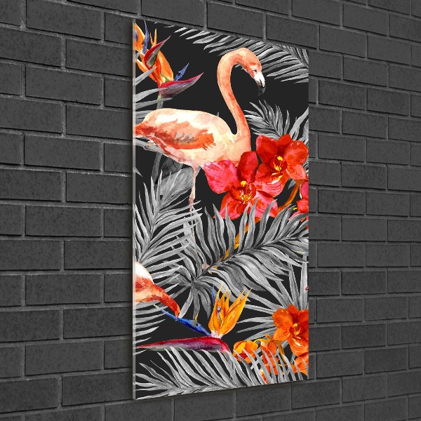 Print on acrylic Flamingos and flowers