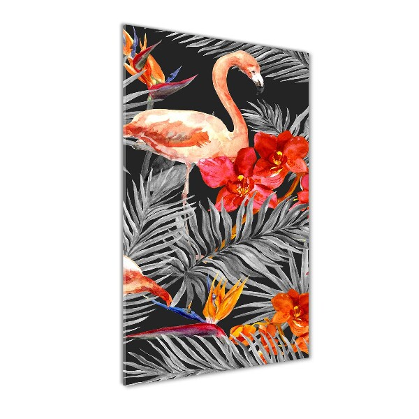 Print on acrylic Flamingos and flowers