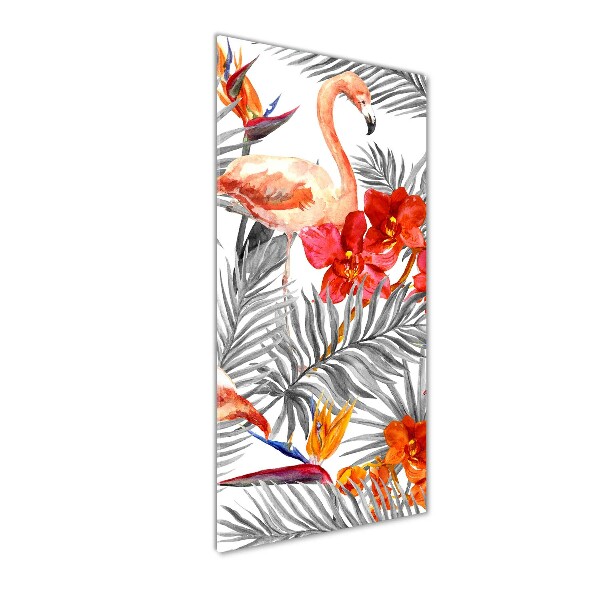 Print on acrylic Flamingos and flowers