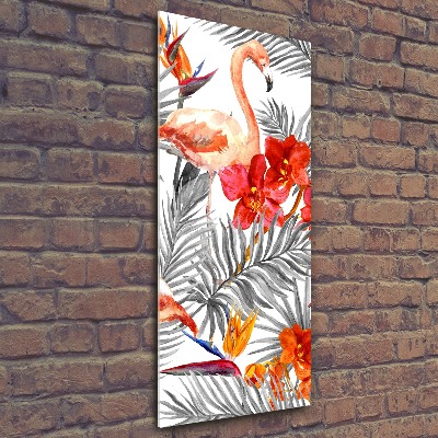 Print on acrylic Flamingos and flowers