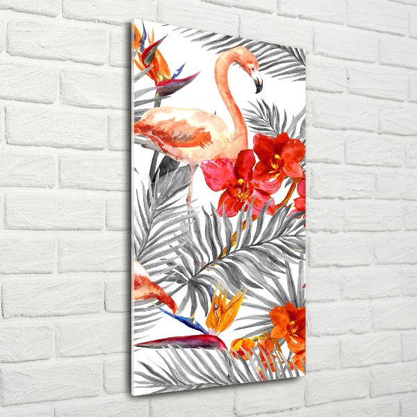 Print on acrylic Flamingos and flowers