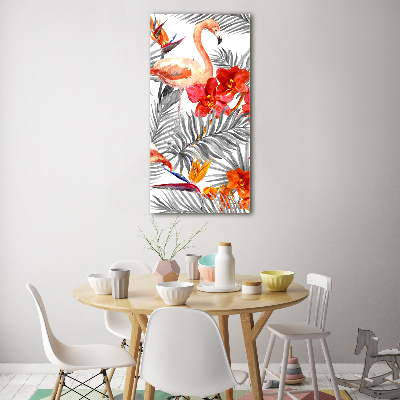 Print on acrylic Flamingos and flowers