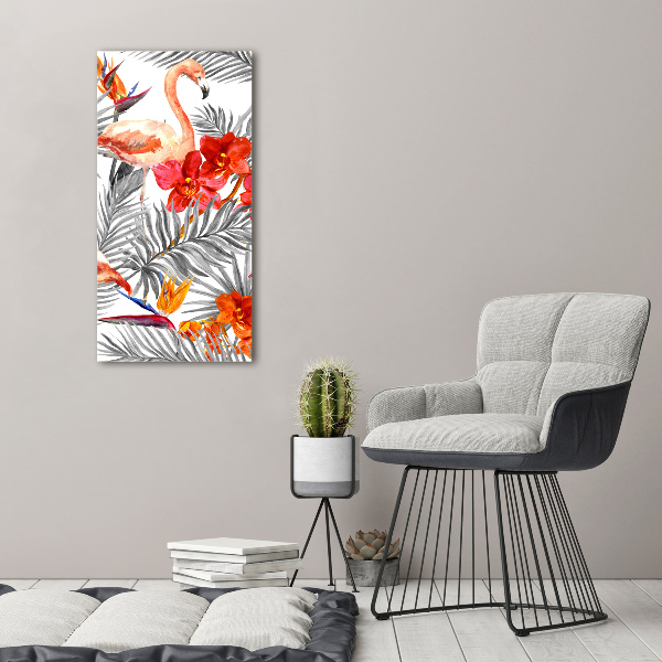 Print on acrylic Flamingos and flowers