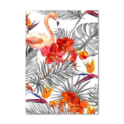 Print on acrylic Flamingos and flowers