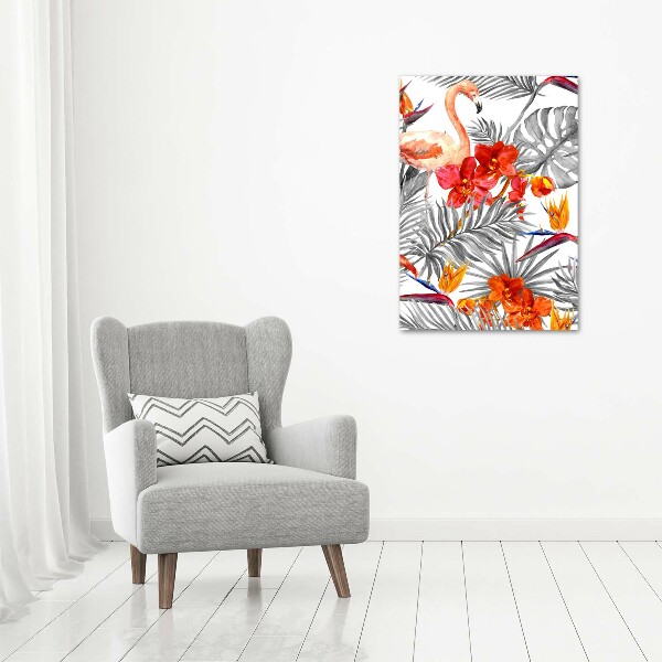 Print on acrylic Flamingos and flowers