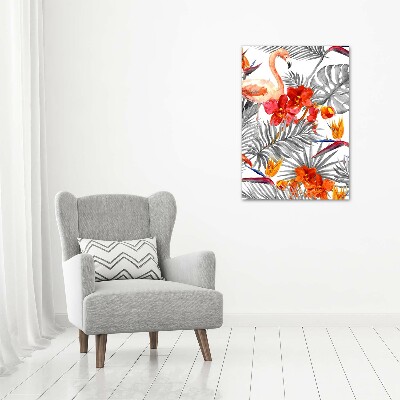 Print on acrylic Flamingos and flowers