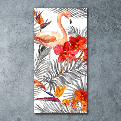 Print on acrylic Flamingos and flowers