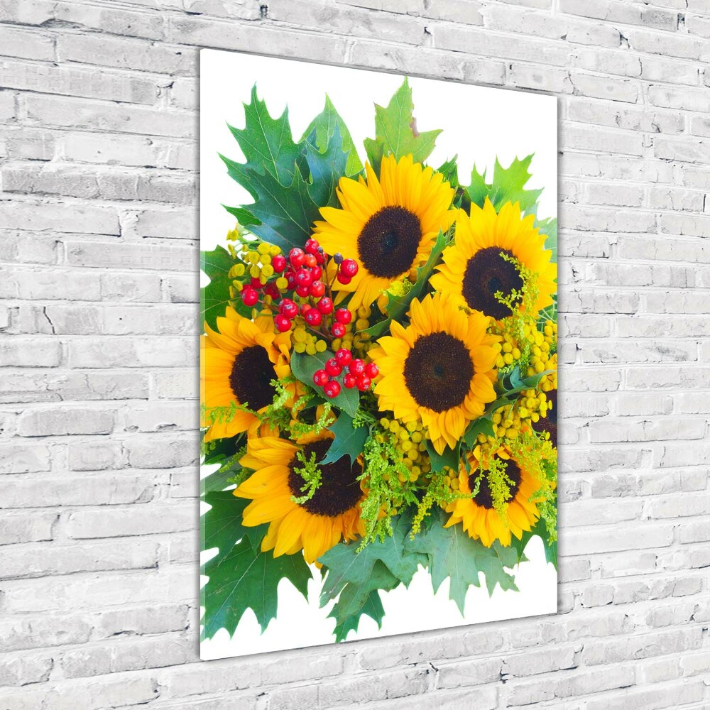 Acrylic glass print Bouquet of sunflowers