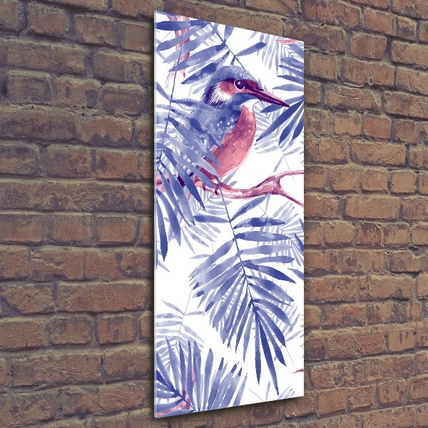 Print on acrylic Palm and bird leaves