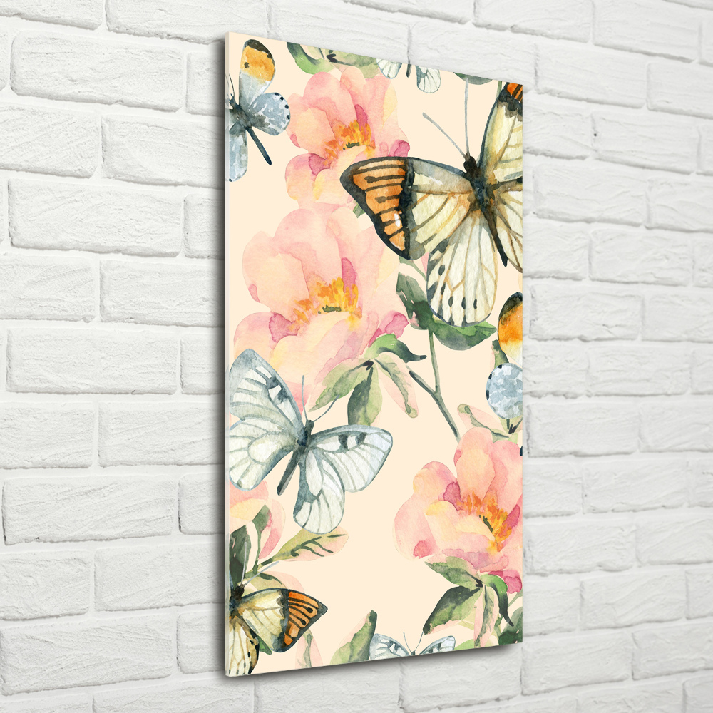 Print on acrylic Roses and butterflies