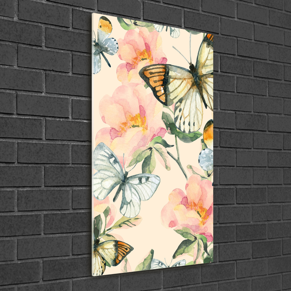 Print on acrylic Roses and butterflies