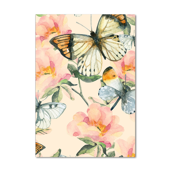 Print on acrylic Roses and butterflies