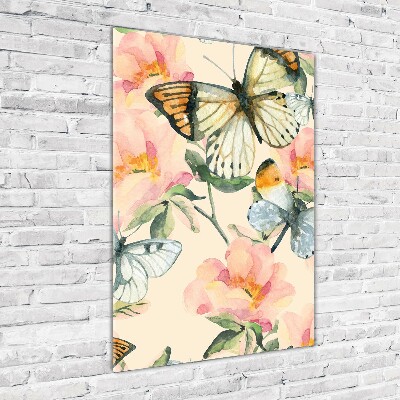 Print on acrylic Roses and butterflies