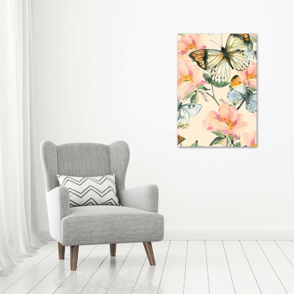 Print on acrylic Roses and butterflies