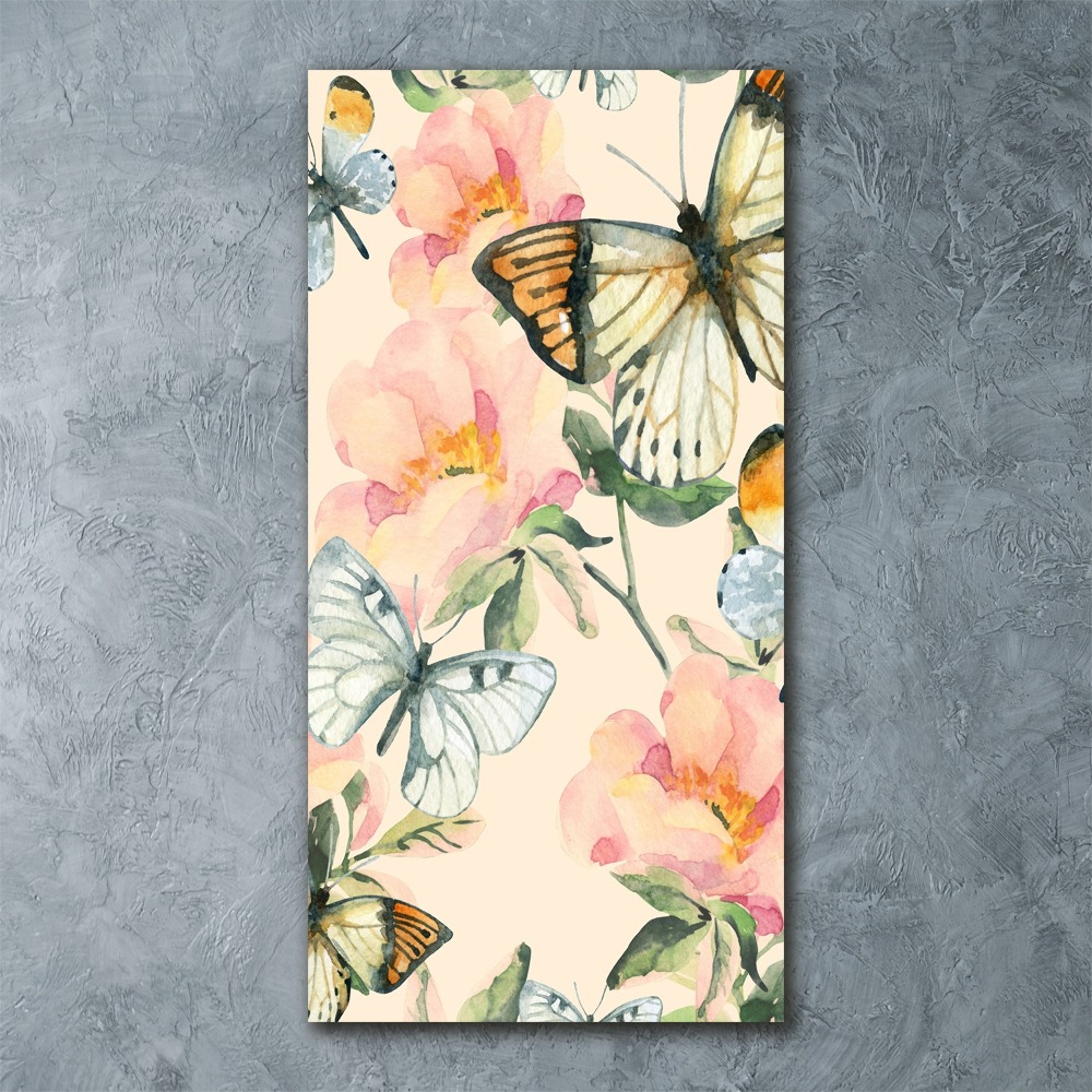 Print on acrylic Roses and butterflies