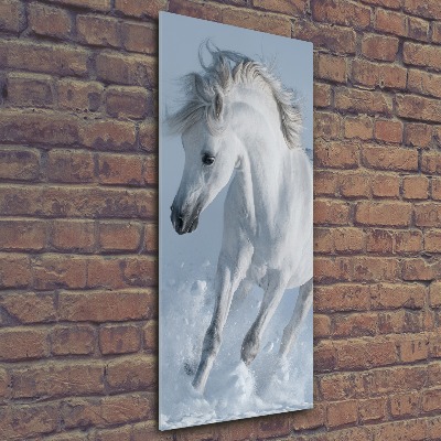 Wall art acrylic White horse at a gallop