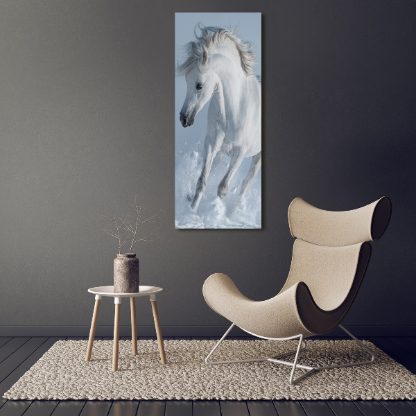 Wall art acrylic White horse at a gallop