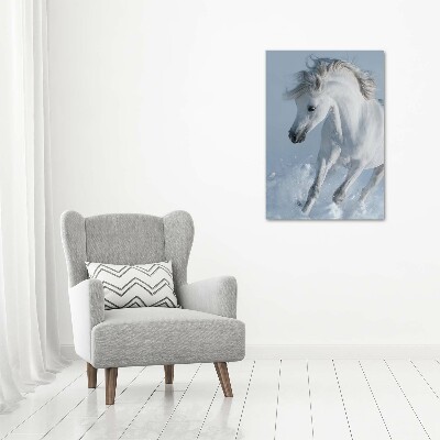 Wall art acrylic White horse at a gallop