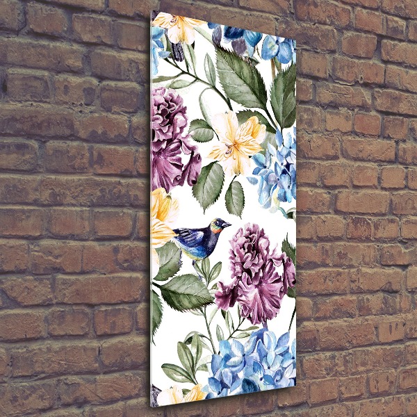 Acrylic print Flowers and birds