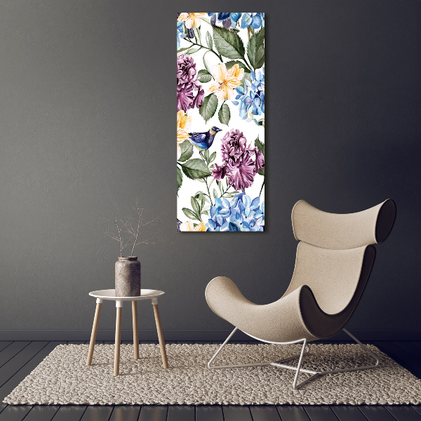 Acrylic print Flowers and birds