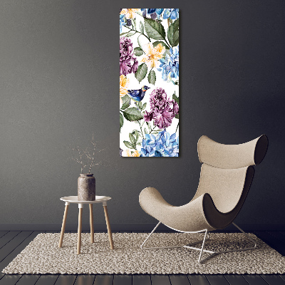 Acrylic print Flowers and birds